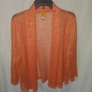 Ruby Rd. Orange Open-Knit Sweater